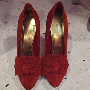 BCBGeneration Red Suede Bow Heels